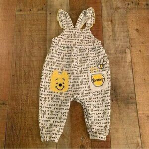 Disney baby Winnie the Pooh overalls romper with could I bee any cuter graphics